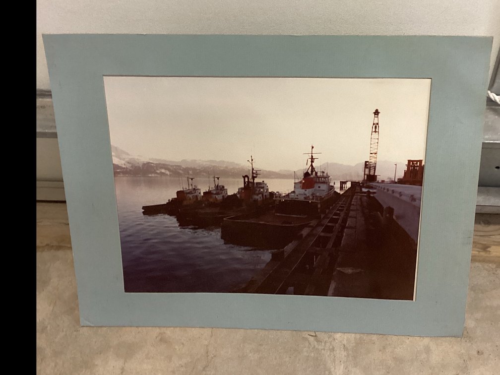 Unframed Print “Commercial Tugboats by Concrete Pier