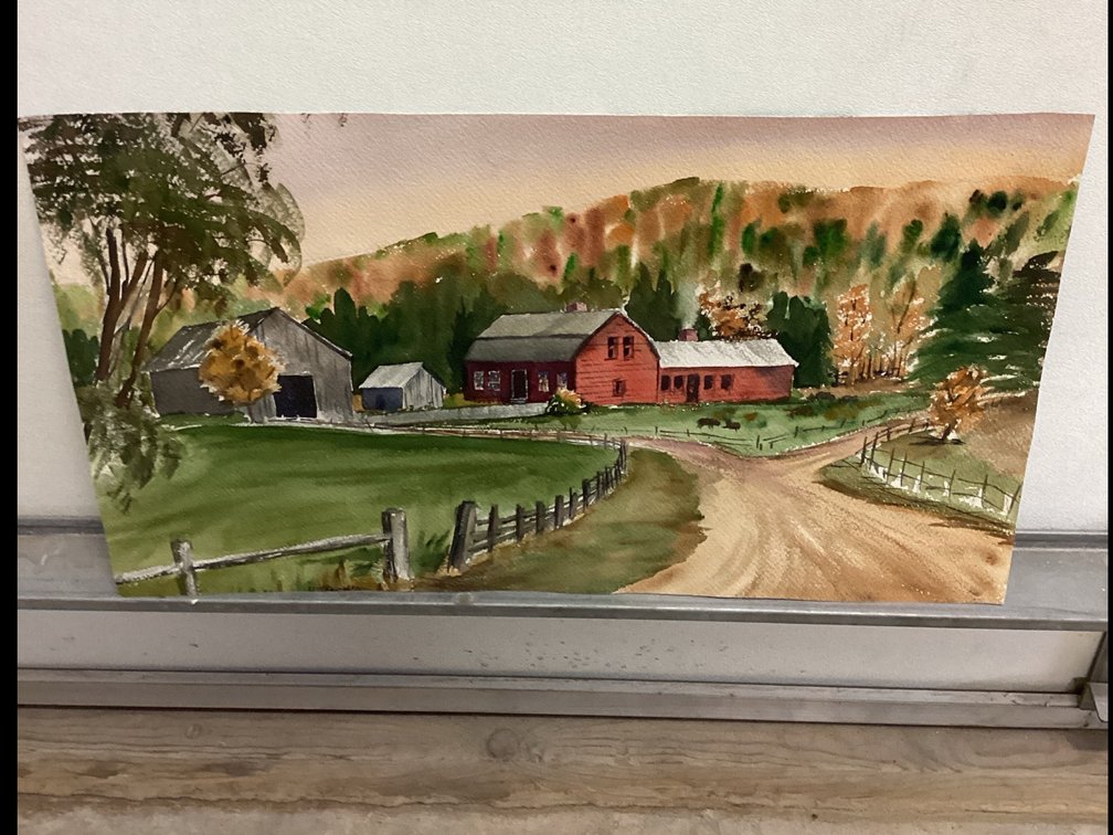 Unframed Watercolor Pictures “Farmhouse Scene & Outdoor Architectural Scene”