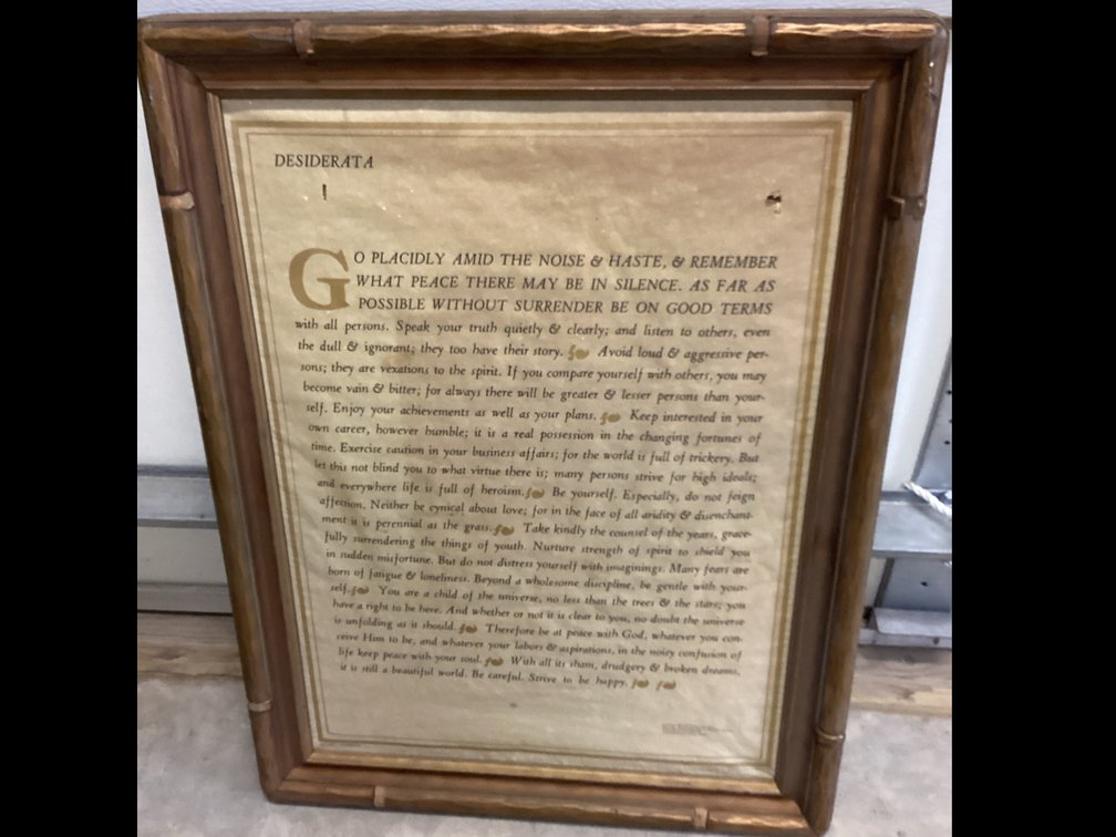 Framed Print of the Famous Prose Poem “Desiderata”
