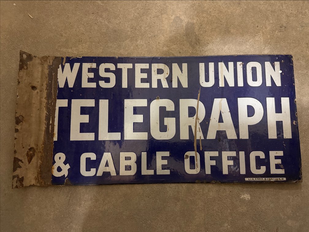 Metal Western Union Telegraph & Cable Office Sign