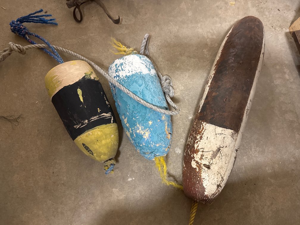 Weathered Painted Vintage Fishing Buoys