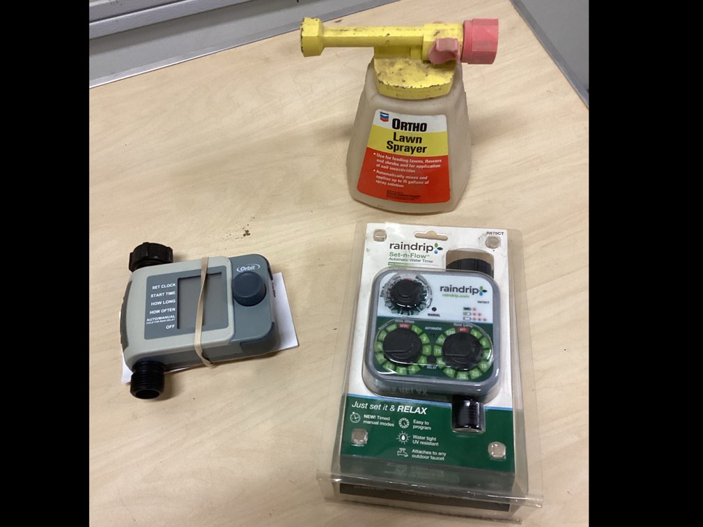 Lawn Care Ortho Sprayer - Orbit Watering Timer - Raindrop Irrigation Timer