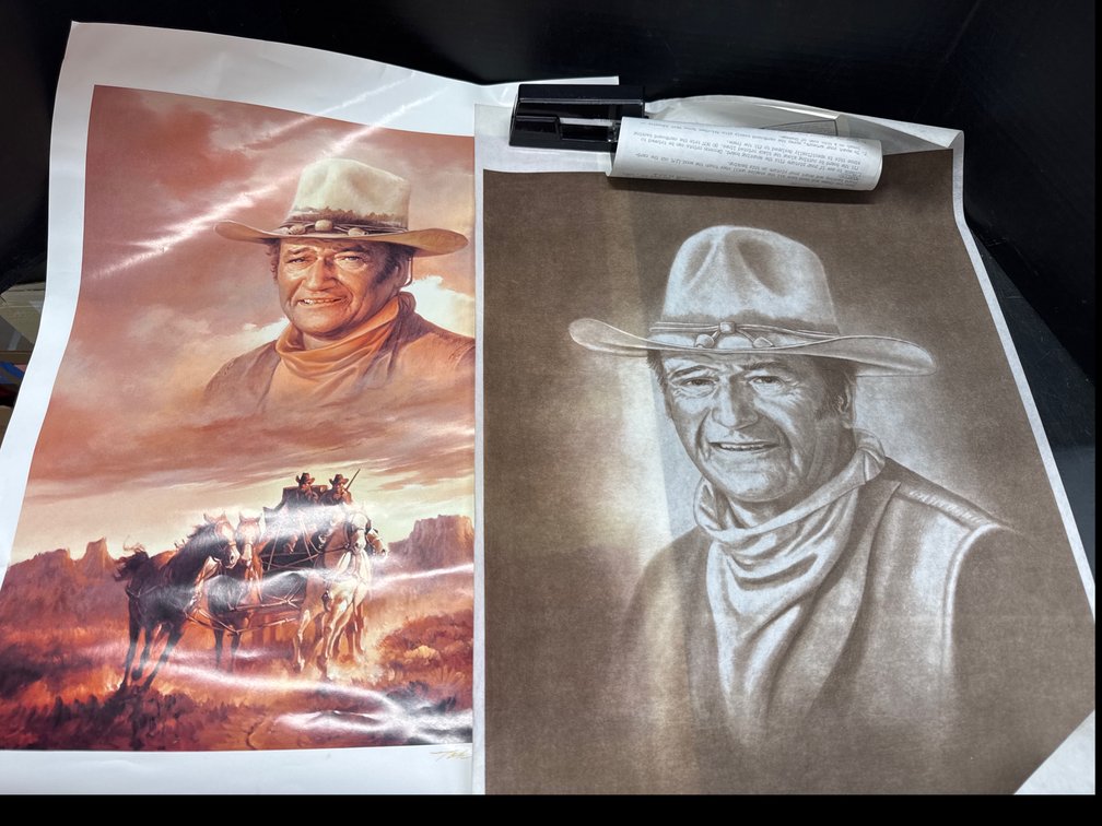 John Wayne Poster and Tri-Chem Paint Portrait