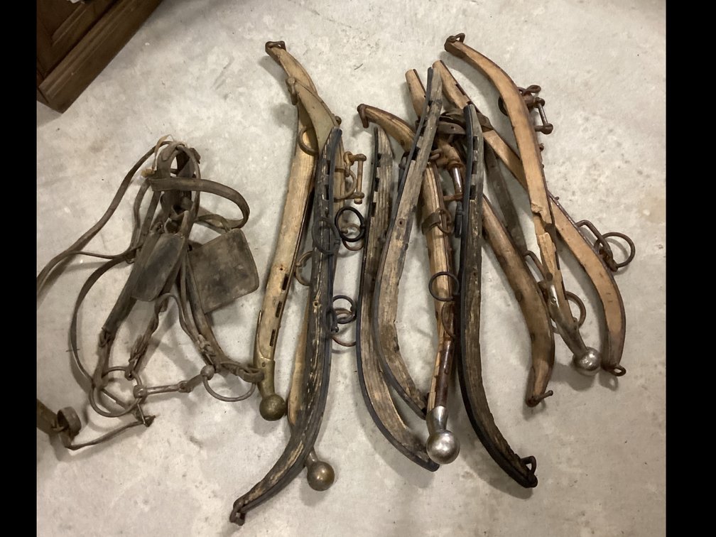 Wooden Horse Hames & Horse Bridle with Blinders & Bit