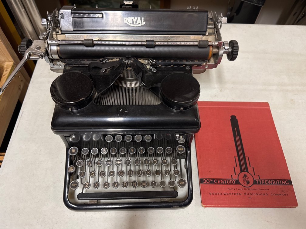 1930s Royal KHM Desktop Typewriter and 20th Century Typewriting Book