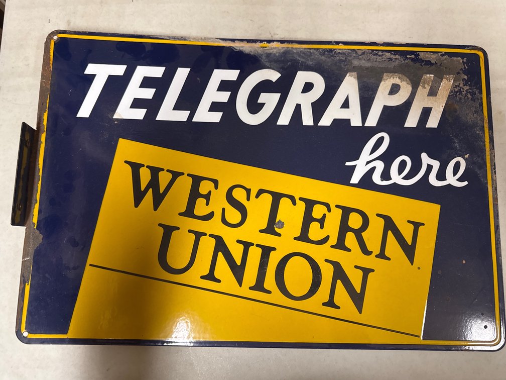 Metal Western Union Telegraph Sign