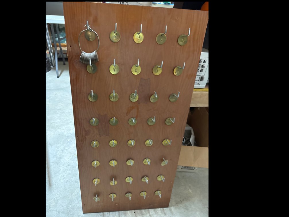 Wooden Board with Metal Number Round tags