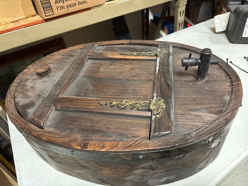 Wooden Half Barrel Wall Cabinet W/Spigot