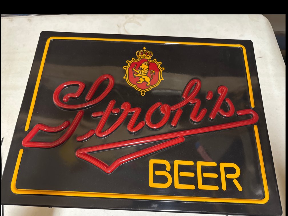 Electric Plastic Stroh’s Beer Sign