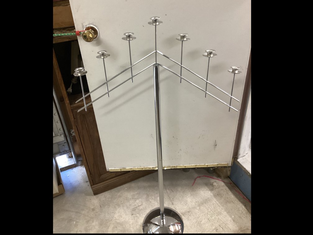 Sliver-Tone Metal Multi Armed Floor Candelabra