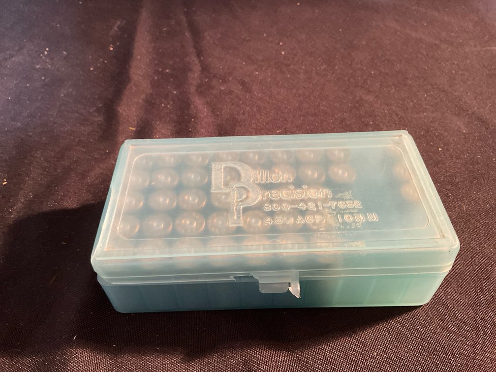 44 REM MAG Brass Casings W/ 50rd Plastic Cartridge Box (37)