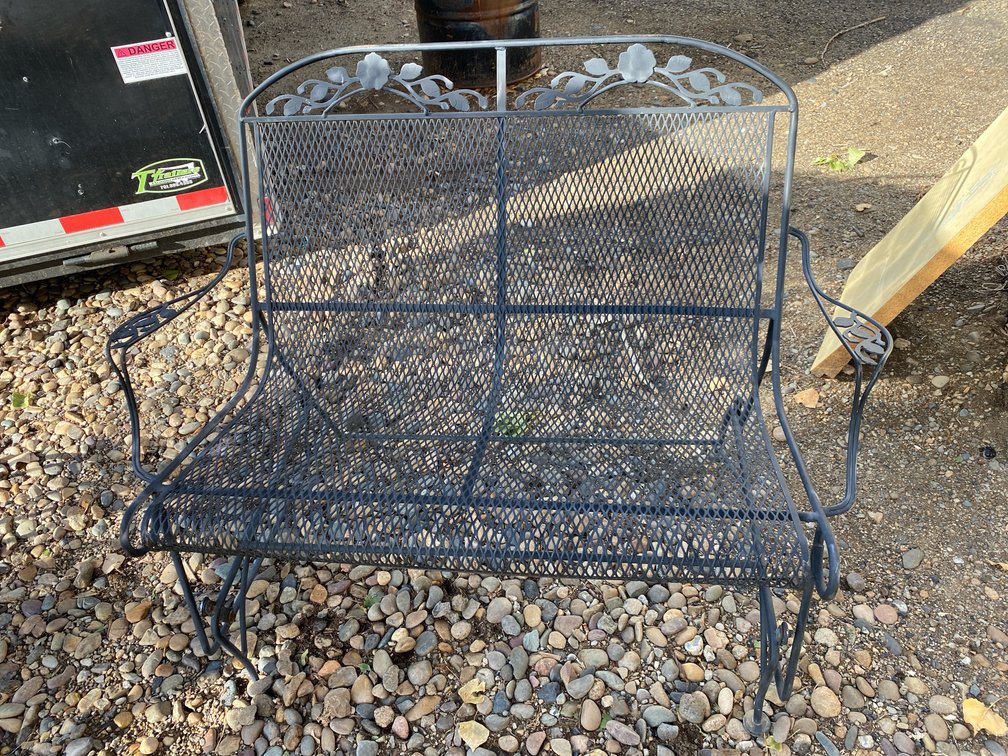 Black Metal Gliding Patio Bench & Chair