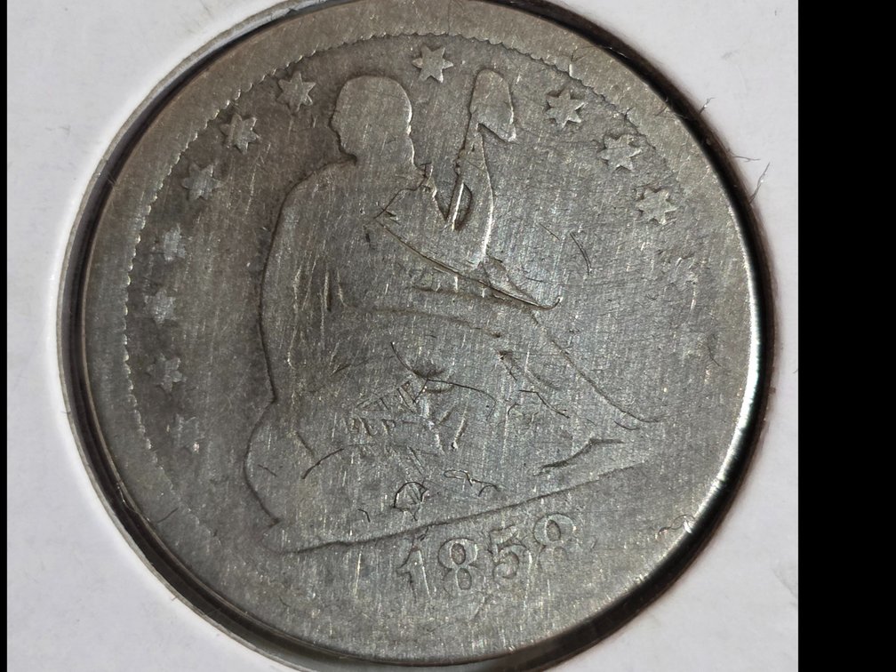 1858 Silver Seated Quarter