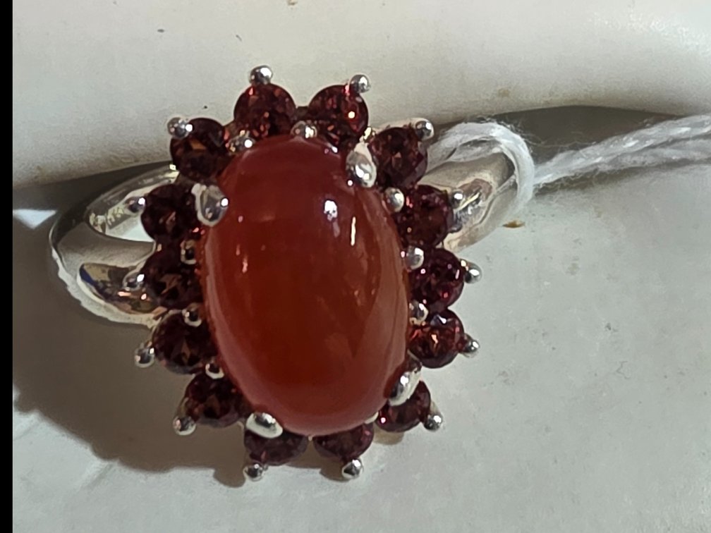 Carnelian Stone and Sterling Silver Ring