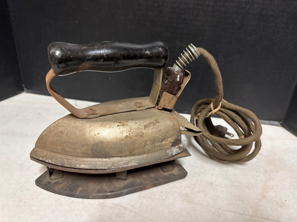 Antique Electric Flat Iron On Base