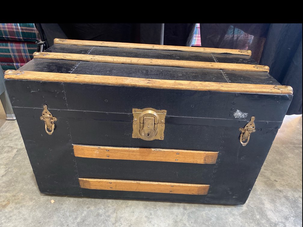 Black Wood & Metal Storage Trunk