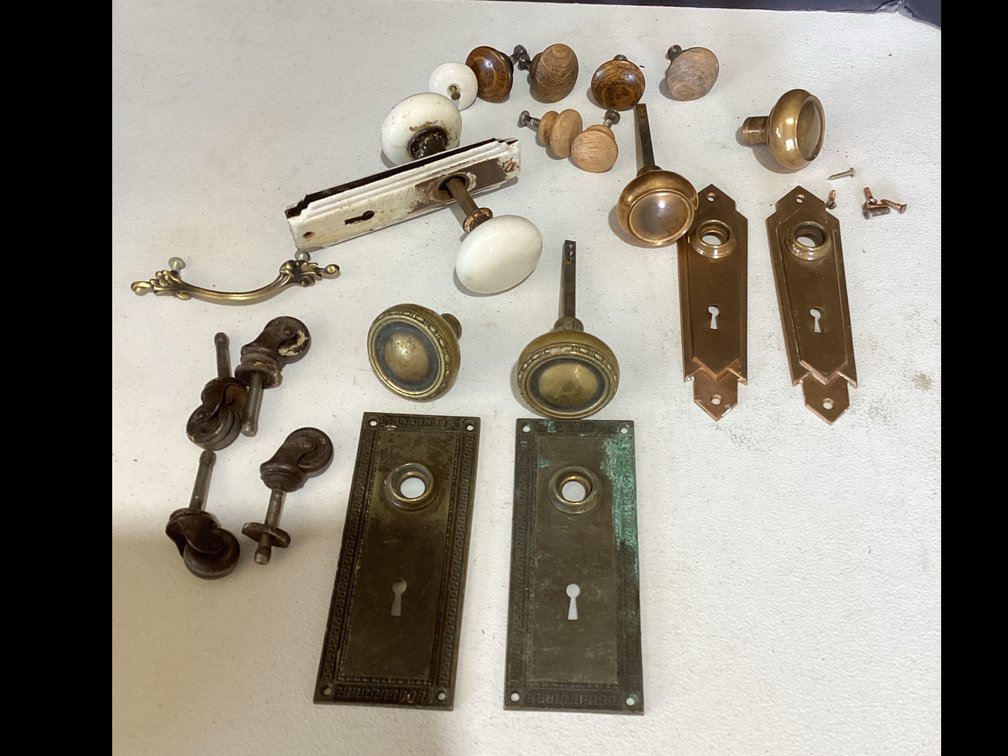 Brass & Porcelain Door Knobs & Casters