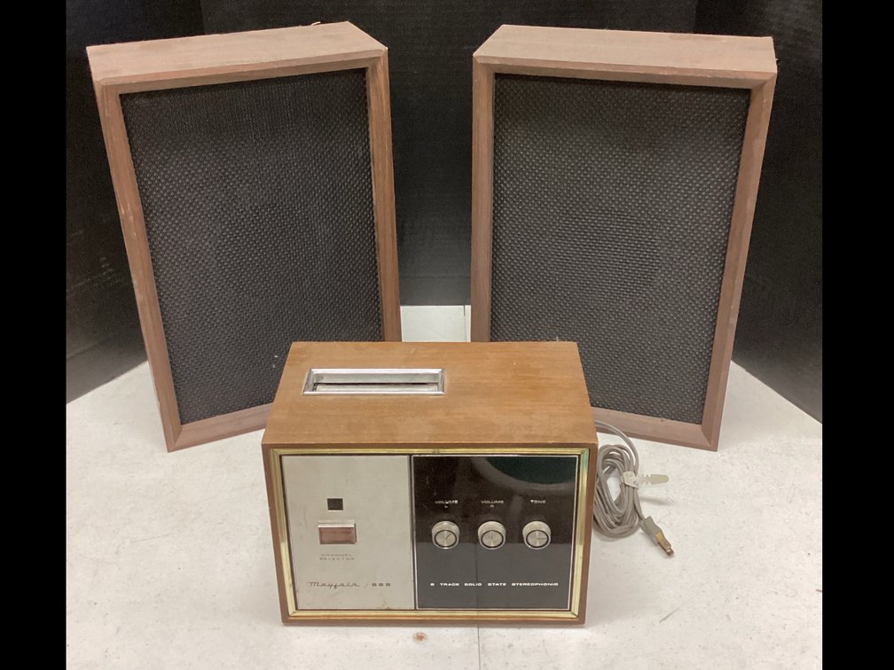 8-Track Tape Player by Mayfair & Speakers