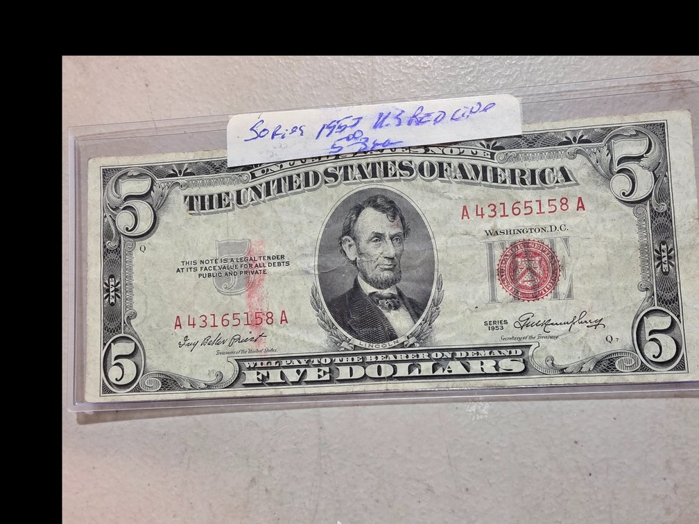 Series 1953 U.S. Red Line $5.Bill