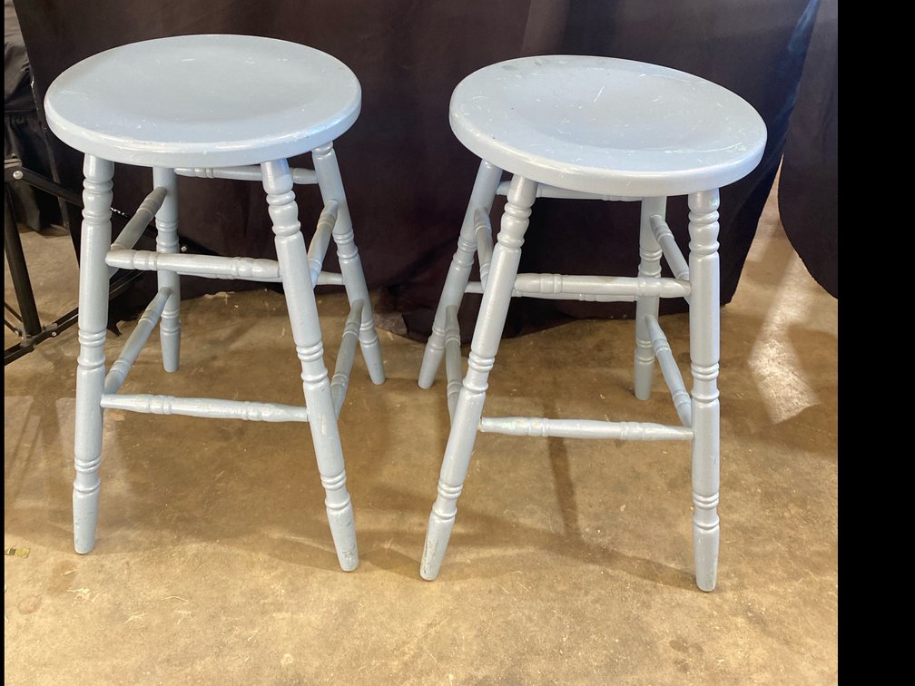 Blue Wooden Bar Stools Lot of 2