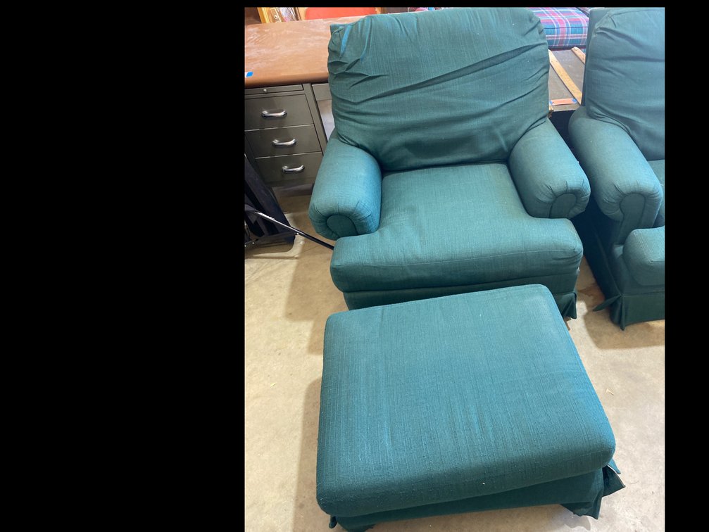 2 Upholstered Arm Chairs  with an Ottoman