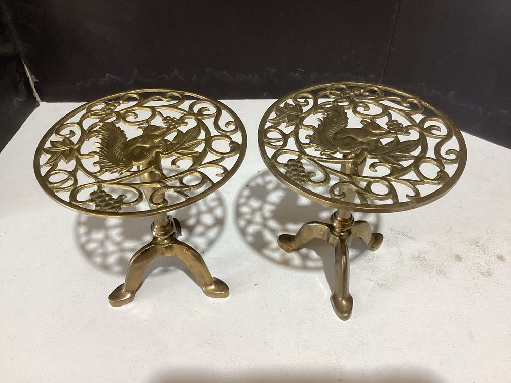 Two Brass Plant Stand