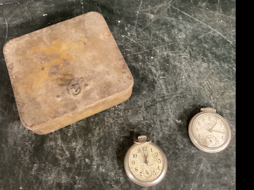 Pocket Watches by Westclox & Metal Box with Key
