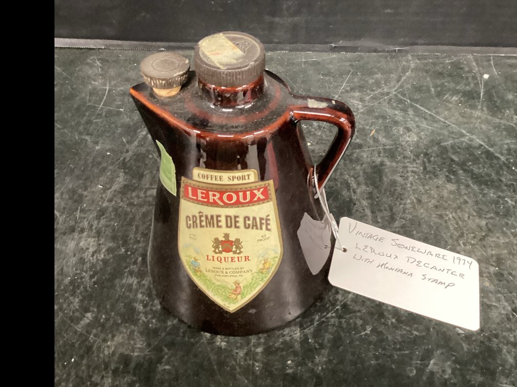 Vintage Stoneware “Leroux Creme De Cafe” Liqueur