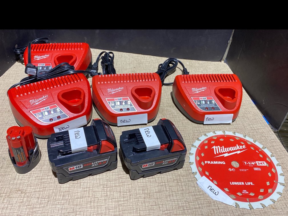 Milwaukee Battery Chargers, Saw Blade & Batteries NEW