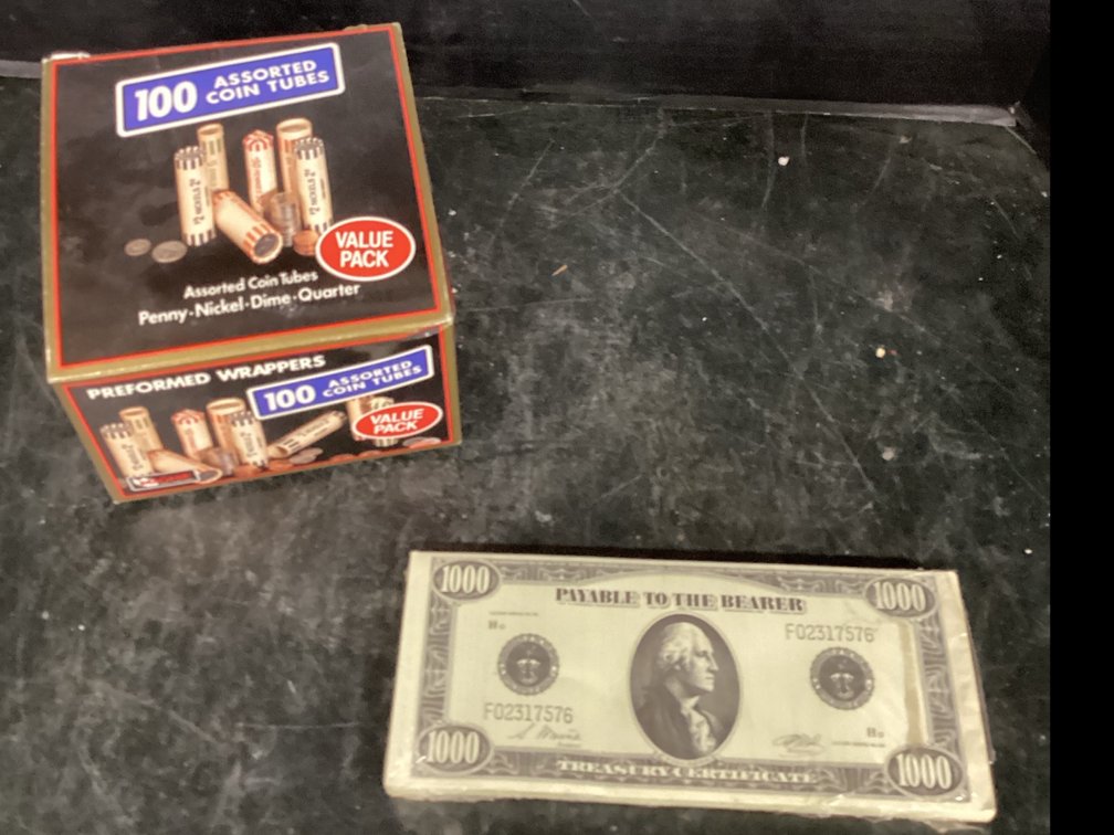 100 Assorted Coin Tubes & A Grand Notepad