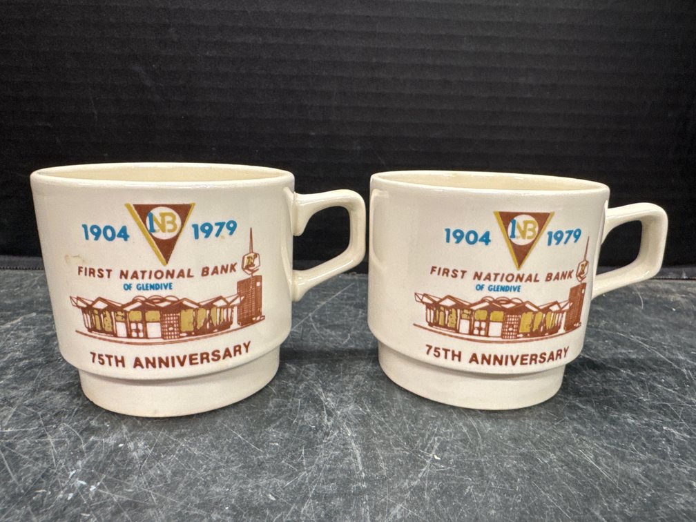 First National Bank Of Glendive MT, 75th Anniversary Cups