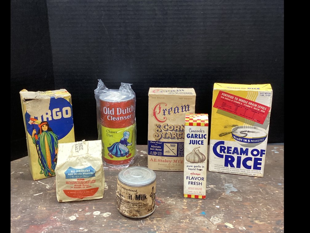 Vintage Boxes & Cans of Seasonings, Cleaning & Food Products