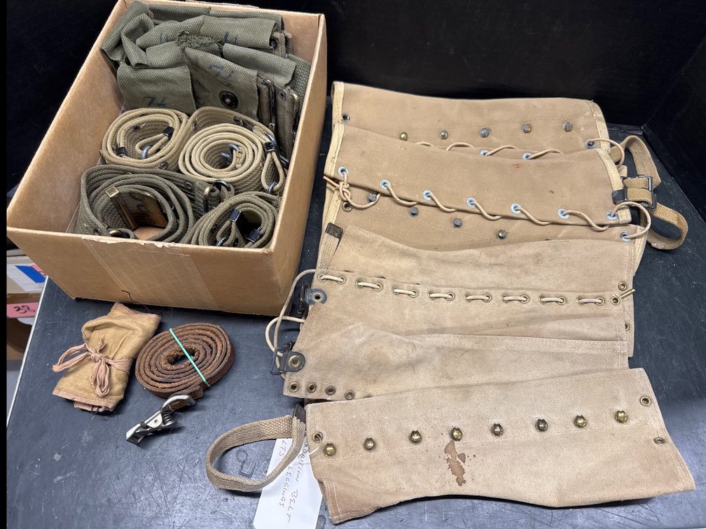 WWll Ammunition Belt, Canvas Leggings and Belts