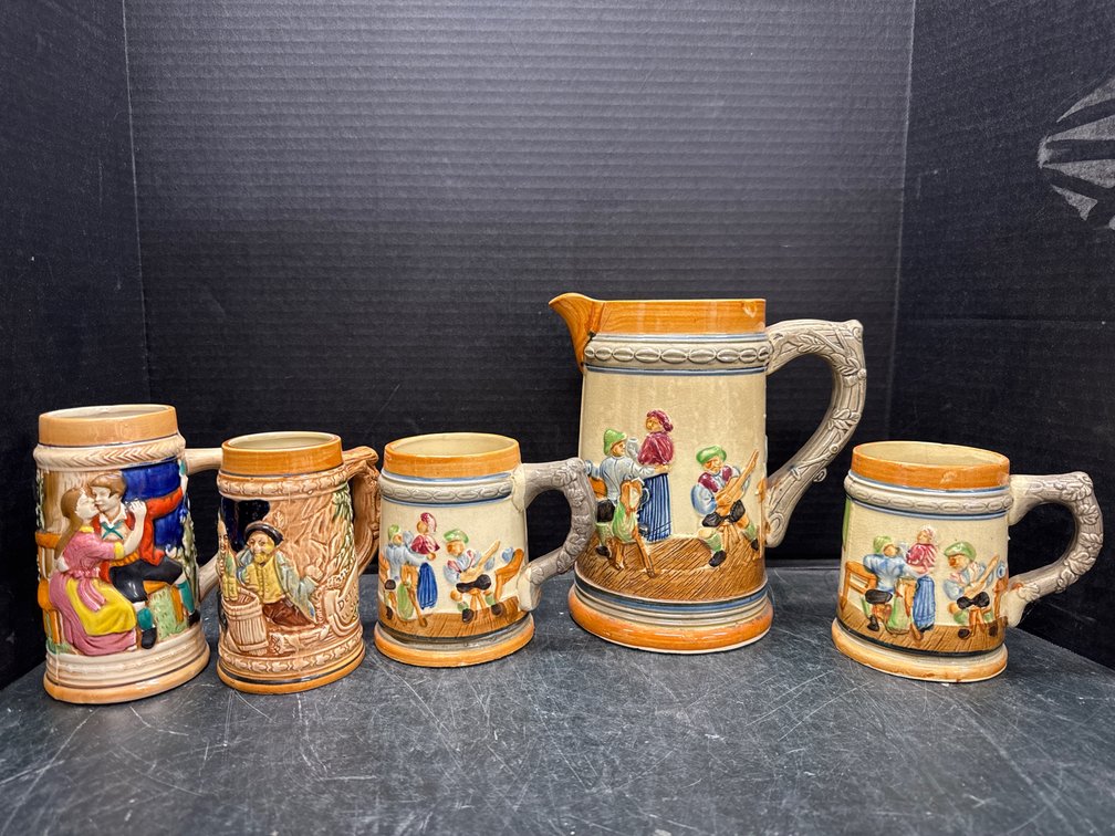 Ceramic Beer Steins and Pitcher