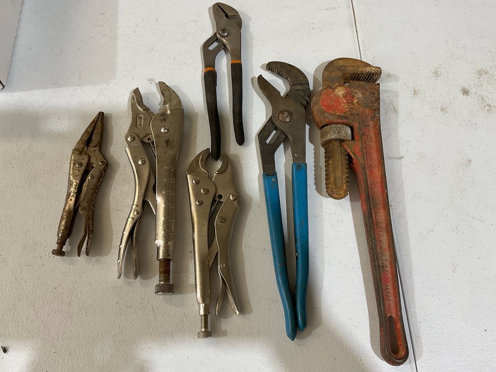 Vise Grips, Channel Locks & 14” Fuller Pipe Wrench