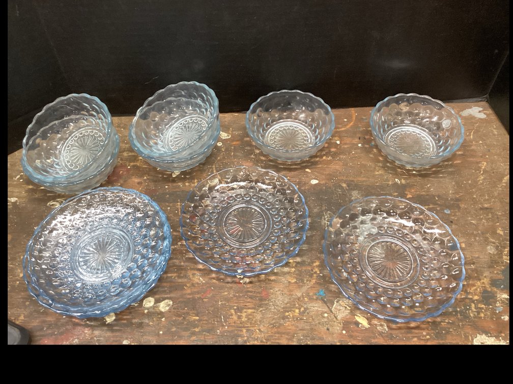 Bubble Glass Fruit Dishes & Saucers