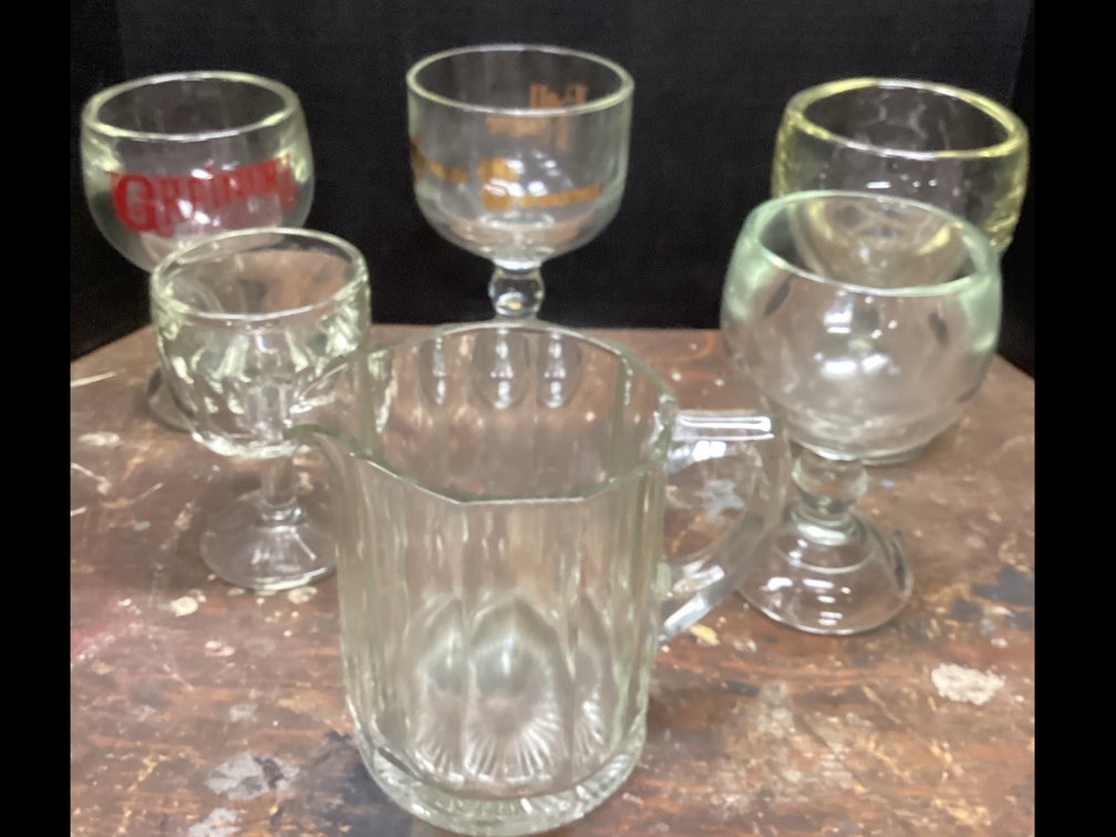 Heavy Glass Beer / Beverage Goblets & Pitcher