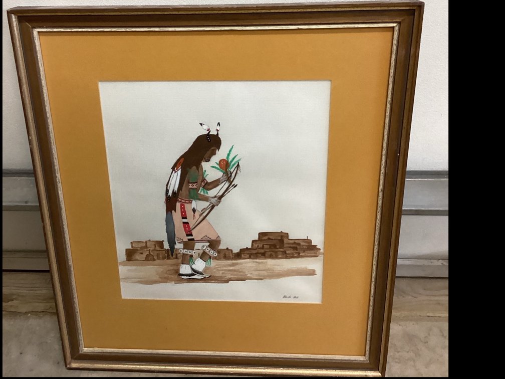 Watercolor or Casein Painting Southwestern Ceremonial Dancer