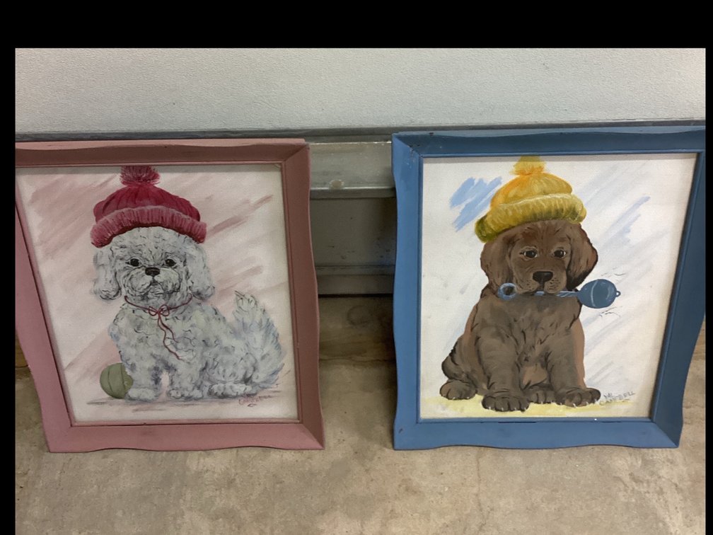 Oil On Canvas Framed Dog Pictures by Val Campbell