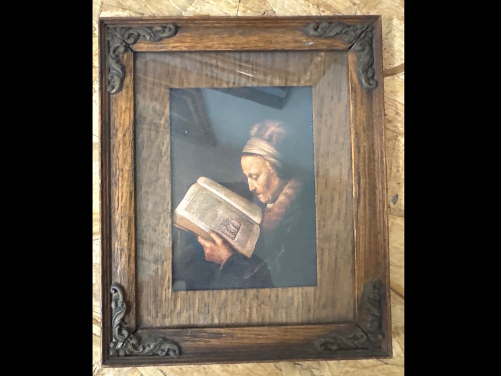 Portrait Of Old Woman Reading A Bible