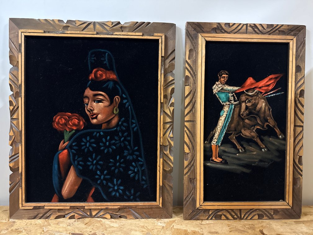 Mid-Century Black Velvet Paintings