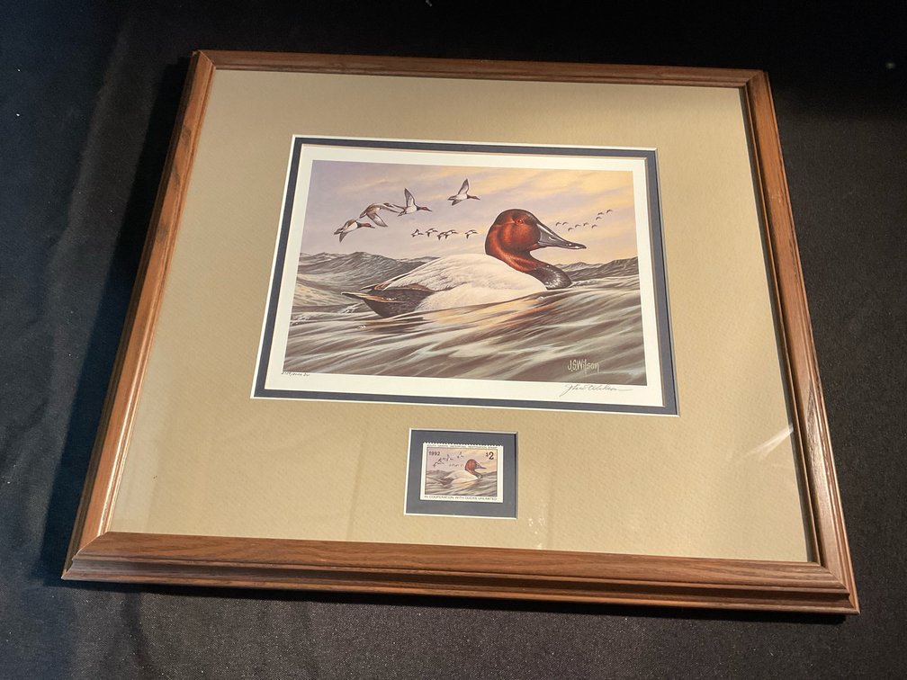 1992 Framed Ducks Unlimited Print & $2 Stamp