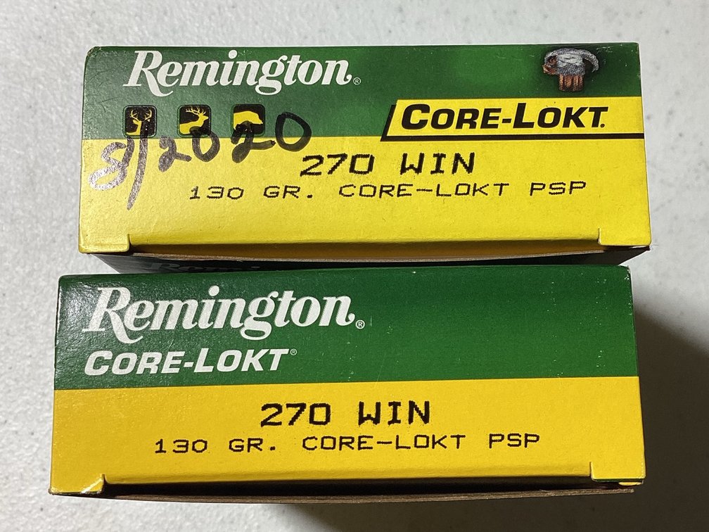 (2) .270 Winchester 130 Grain Remington Core-Lokt PSP Ammunition