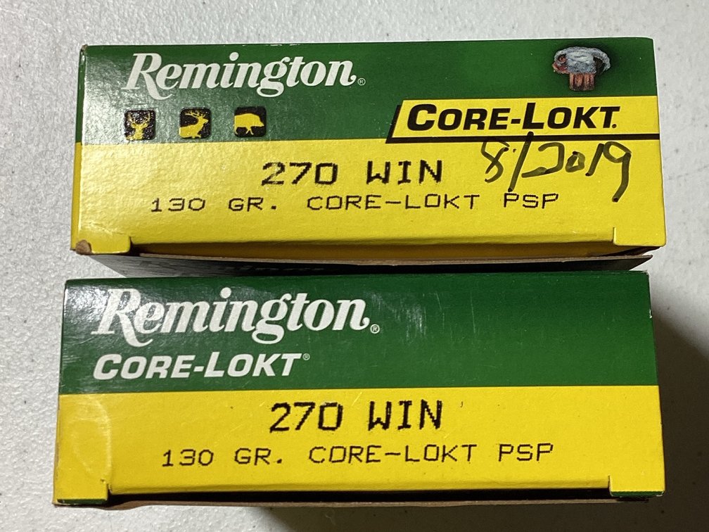 (2) .270 Winchester 130 Grain Remington Core-Lokt Ammunition