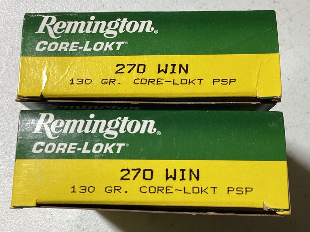 .270 Winchester 130 Grain Remington Core-Lokt PSP Ammunition (2 boxes)