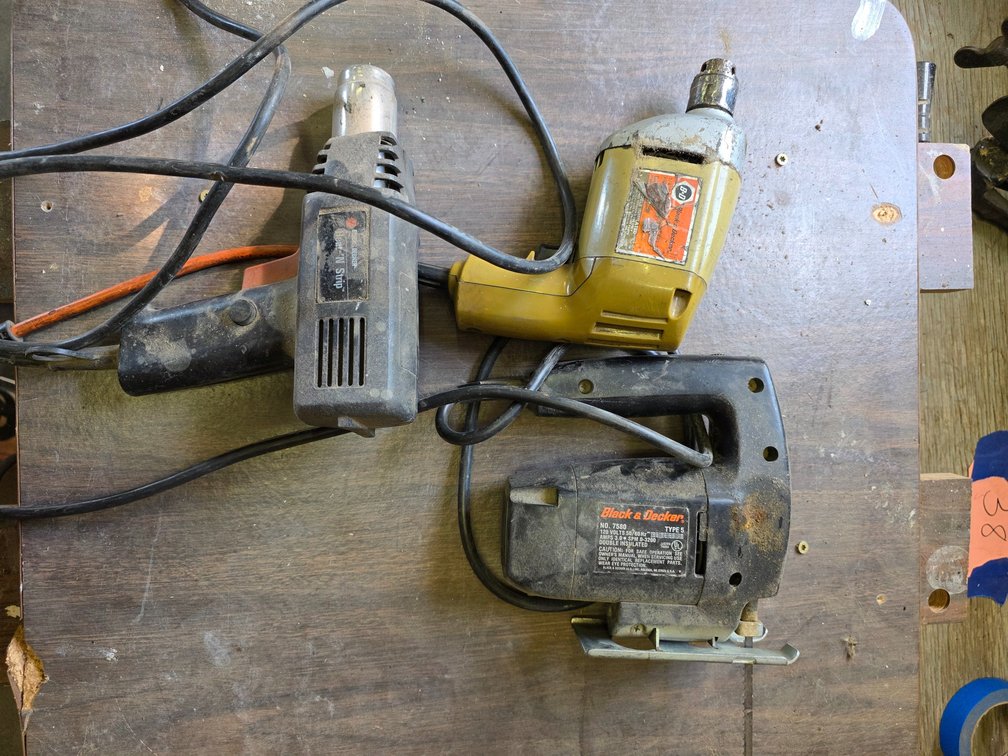 Black and Decker Heat Gun, ¼"  Drill, and Jig Saw