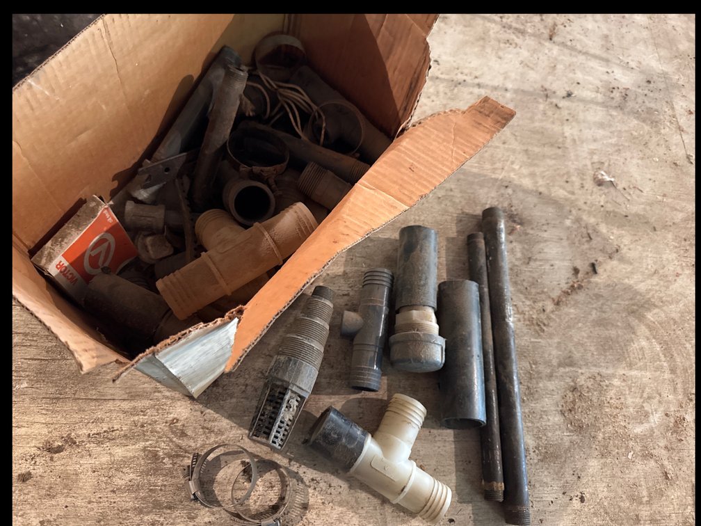 Assorted Plastic Nylon Tees, Black Steel Pipes and More