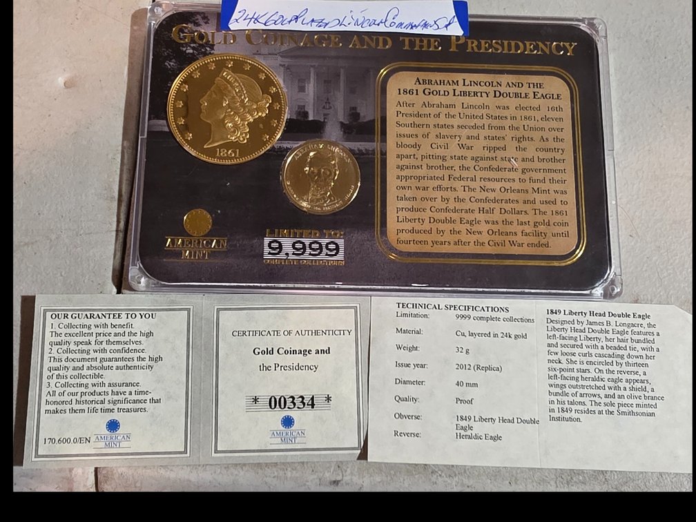24K Gold Plated Lincoln Commemorative Set
