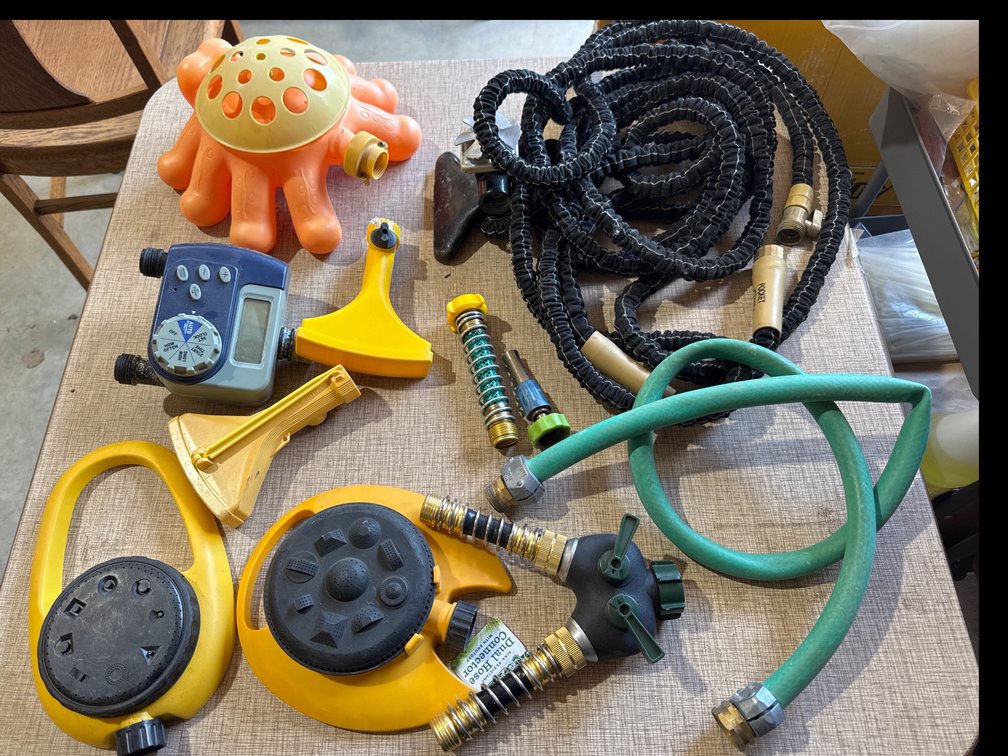 Water Hose, Sprinklers, Water Shut off timer, Hose Extentions