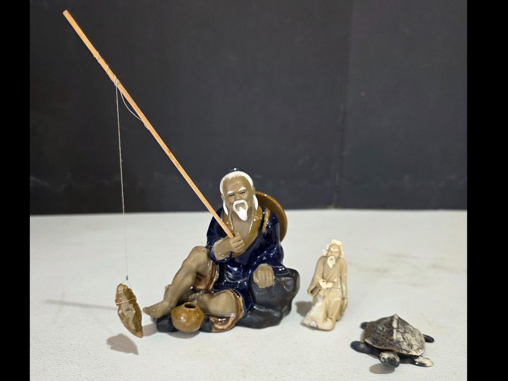Chinese Fishing man and Clay Man, and Turtle
